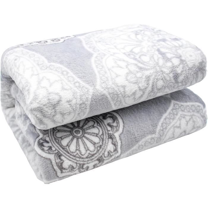 Couverture Polaire Extra Douce Coloris Ecru 240 X 260 Cm Blanc