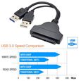 Maxesla adaptateur double USB 3.0 vers SATA, Câble USB 3.0 vers SATA pour disque dur 2.5 SSD,HDD-2
