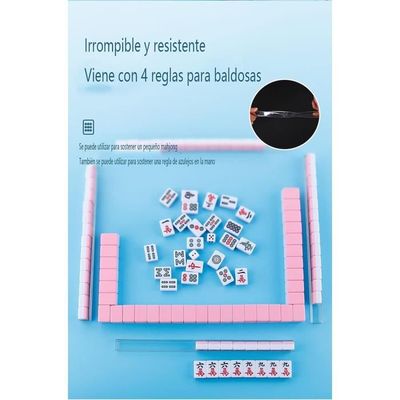 Jeu De Mahjong Miniature Voyage - 144 Tuiles, 2 Dés, Nappe, Règles, Sac - Jeu Traditionnel Chinois Portable