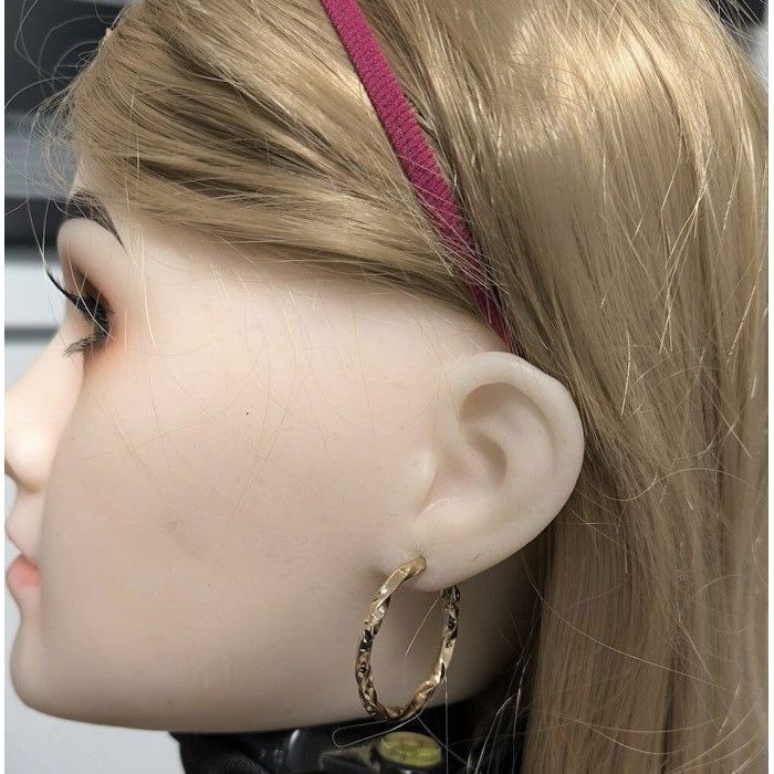 Boucles D'oreilles Créoles Torsadées - Plaqué Or Jaune 18 Carats - Neuf Avec étiquettes