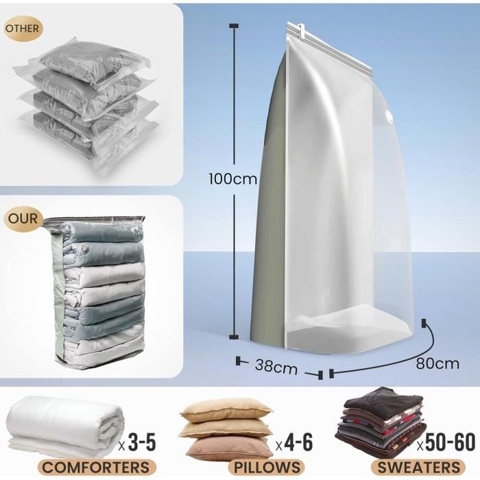 Sac Sous Vide Vetement Aspirateur Cube Lot De 4 (80 * 100 * 38Cm) Housse De  Rangement Sous Vide 80% Gain De Place Sac De Ran[u177]