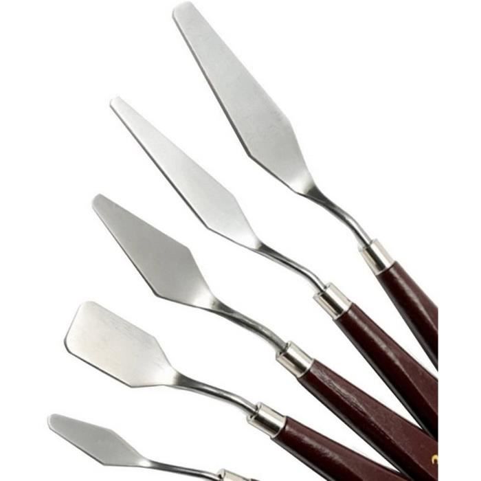 Cinq pièces d'art de peinture de spatule de couteau de palette de