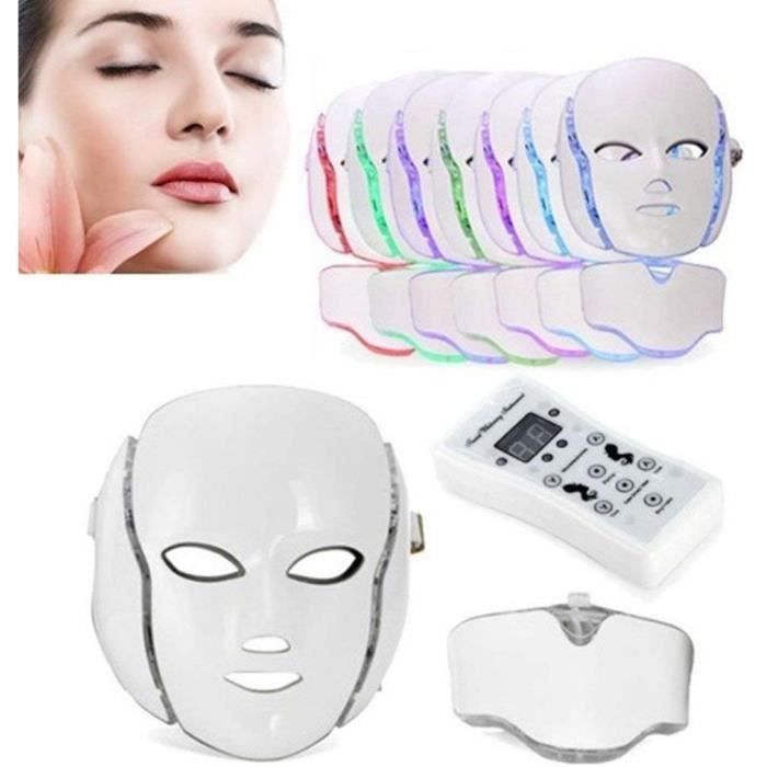 7 Couleur LED Masque luminothérapie LED Masque Photon avec Cou, Beaut du  visage Soins de rajeunissement de la peau Photothérapie Tra - Cdiscount Au  quotidien