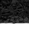 #83420 Tapis Shaggy - Tapis de salon Tapis de sol Cuir véritable 160 x 230 cm Noir Meuble©-3