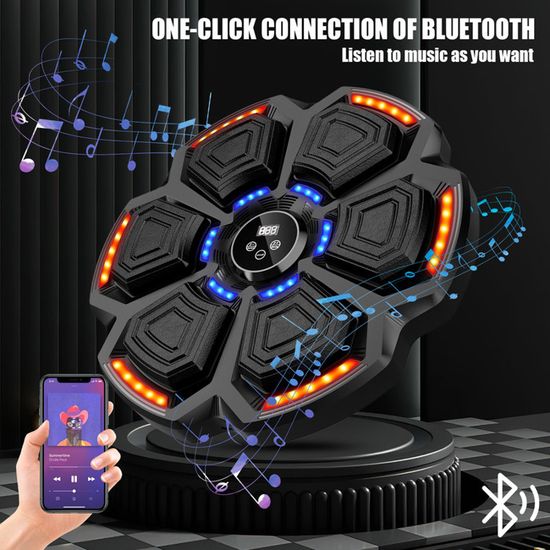 Machine De Boxe Musicale LED Avec Bluetooth – 11 Modes, 9 Vitesses, Compteur Intelligent, Gants Inclus – Entraînement Interactif