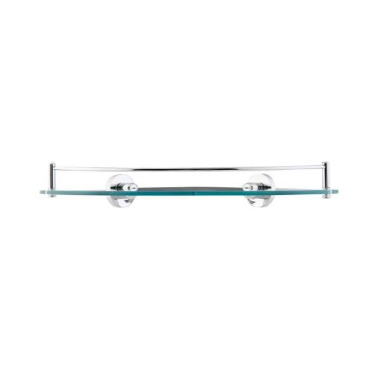/Étag/ère de salle de bain sans per/çage en verre tremp/é avec rail de fixation murale en acier inoxydable 38 cm