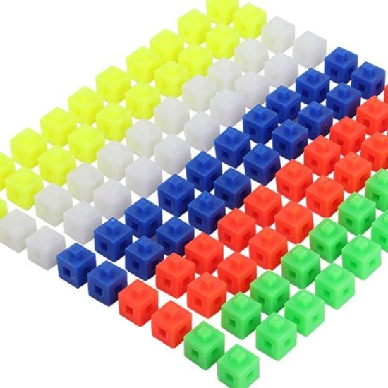 100pcs Cubes Empilables Plastique Construction Jeu Educatif 
