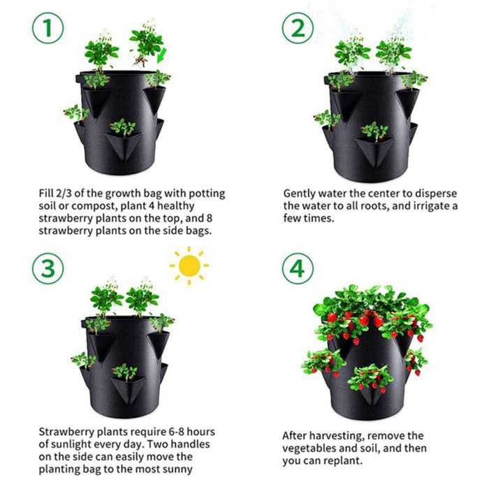 Sacs de culture de fraises de 5 gallons, pots de plantes d'intérieur et ...