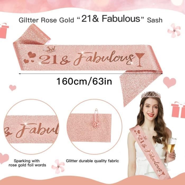 Couronne Et écharpe "50 Ans" Or Rose - Diadème à Strass Et Bande Anniversaire Pour Femme - Accessoire De Fête élégant