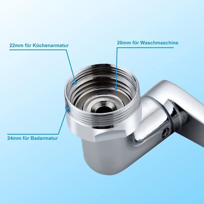 AJW-Embout de robinet rotatif pivotant à 1080 degrés régulateur de jet de  robinet avec 2 fonctions de pulvérisation pour salle[844] - Cdiscount  Bricolage