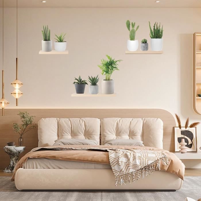 Stickers Muraux Plantes 3D - Lot De 4, 30x30cm - Déco Salon, Chambre, Bureau