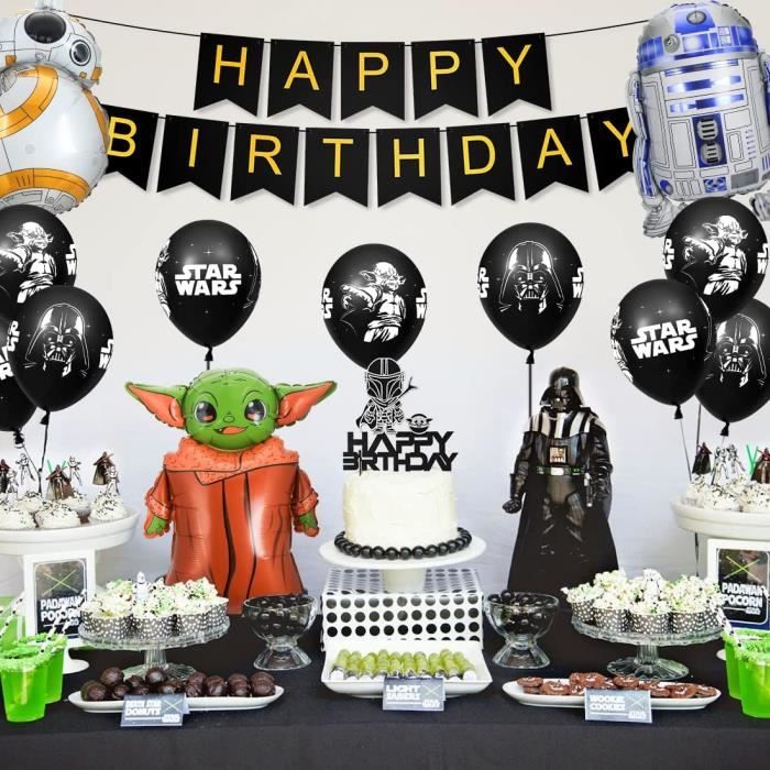 Kit Décoration Anniversaire 48 Pièces - Bannière, Ballons, Décorations Gâteau - Thème Enfant - Pour Fête à La Maison