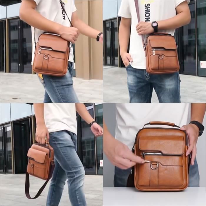 Sacoche Homme-24x7x20cm-Sacs Bandoulière Homme-Sacs Business-Mode et  Loisirs-PU Cuir-Brun Clair Marron clair - Cdiscount Bagagerie - Maroquinerie