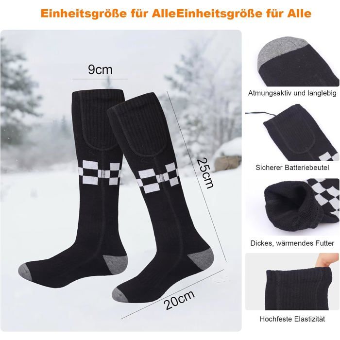 Chaussettes chauffantes - Batterie 6000 mAh - Chaussettes chauffantes pour homme et femme - 3 niveaux de chauffage - Chaussettes chauffantes pour les sports d'hiver et de plein air (gris 38-44 Chaussettes chauffantes - Batterie 6000 mAh - Chaussettes chauffantes pour homme et femme - 3 niveaux de chauffage - Chaussettes chauffantes pour les sports d'hiver et de plein air (gris 38-44