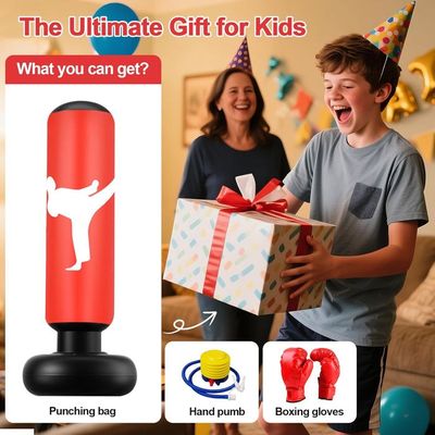 Boxe Enfant Punching Ball Enfants + Gants De Boxe Gonflables Jeu Exterieur Enfant
