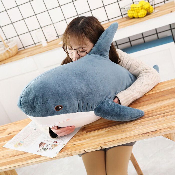 Peluche requin, doux, grand animal en peluche, cadeaux pour enfants, 45 cm (rose) Étiquette - Jeux - Jouets