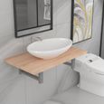 Elégant 2 pcs Ensemble Mobilier de salle de bain Contemporain simple vasque + étagère - Meuble de rangement Céramique Chêne 42366-0