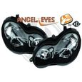 1671980 ,  Paire de Feux Phares  Angel Eyes noir pour MERCEDES Classe C berline W203 de 2000 a 2007-0