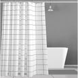 1Pc Rideau de douche Etanche Anti-Moisissure 180x180cm avec Anneaux Crochets (Blanc)-0