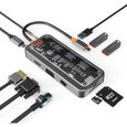 Hub USB C, Adaptateur 10 en 1,HDMI 4K, VGA, USB 2.0-3.0, Port USB-C PD, AUX 3,5 mm Audio, Carte SD-TF, Gigabit Ethernet - KENUOS-0