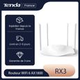 TENDA Routeur WiFi 6 AX1800 Dual bande Quad Core, Couverture 110m², Ports Gigabit, contrôl parental, idéal pour jeux&streaming, RX3-0