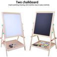 VGEBY® Tableau enfant - Chevalet d'art 2 en 1 -Tableau noir et tableau blanc magnétique, planche à dessin en bois pour enfants -CYA-0