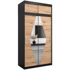 ABIKSMEBLE Boliwia 120 Armoire à Deux Portes Coulissantes avec Miroir, Tringle, Étagères et Extenstion 120x240x62 cm Noir et