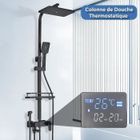 JULLYBATHEVY Colonne de Douche Thermostatique Noir avec Mitigeur 38°C,Ensemble de Douche avec 4 Fonctions Hauteur RéGlable,Système de Douche à