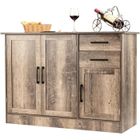 COSTWAY Buffet de Cuisine - 3 Portes et 2 Tiroirs - 110x40x78 CM - Buffet Bas - Étagère Réglable - Salon, Bureau et Salle à Manger