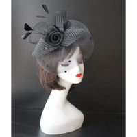 Chapeau de Femme Fille Elégant Béret Bandeau Bonnet Rétro pour Cérémonie Soirée Chapeau de Fille Mariage, Noir