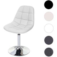 Chaise de salle à manger HWC-A60 - Design rétro - Similicuir blanc - Pied chromé