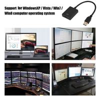 Adaptateur USB 2/3.0 Male vers Vedio Femelle, Convertisseur HDMI, Transmission 5.0Gbps, Convertisseur Audio pour PC / Ordinateur