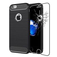 ebestStar ® pour Apple iPhone 7 (2016), iPhone 8 (2017) 4,7" - Film protection écran Verre Trempé + Etui Coque Noir Motif Fibre