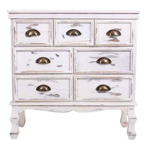 COMMODE DE CHAMBRE Commode, meuble de rangement en bois avec 7 tiroirs coloris blanc - Longueur 70 x Profondeur 30 x Hauteur 70 cm