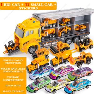 VOITURE - CAMION Camion 12 voitures - Ensemble de jouets de construction pour enfants, camion moulé sous pression, transporteu