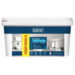 Peinture acrylique pour murs et plafonds blanc mat 10 L BOREAL PRO