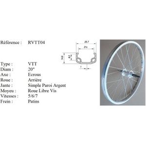 Roue vélo pliant 20 pouces avant double paroi or hoptown 500E OXYLANE