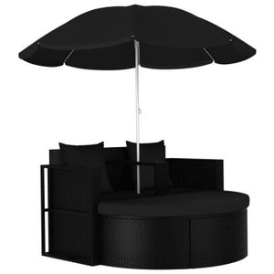 Salon Détente De Jardin Ibiza 180 Cm Noir Et Crème Lit Rond De Jardin Achat Vente Pas Cher