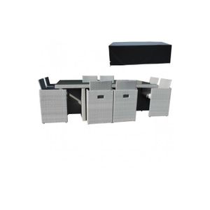 Salon De Jardin Gris Encastrable Housse 8 Places Achat