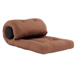 FUTON Fauteuil futon convertible WRAP couleur brun argile marron Tissu Inside75