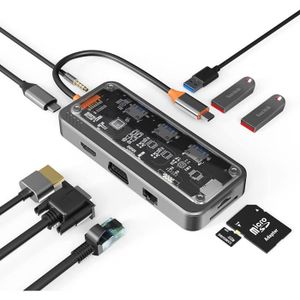 HUB Hub USB C, Adaptateur 10 en 1,HDMI 4K, VGA, USB 2.
