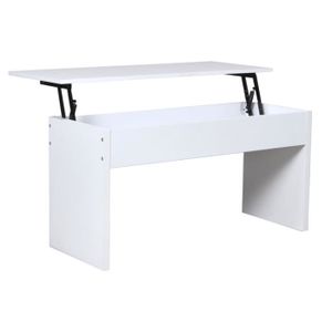 TABLE BASSE Table basse - LEQUAIDESAFFAIRES - ARIZONA - Plateau relevable - Blanc - Design contemporain