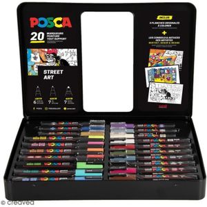Pochette de 16 marqueurs pointe large conique PC-7M POSCA couleurs assorties