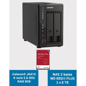 SERVEUR STOCKAGE - NAS  QNAP TS-253E 8GB Serveur NAS 2 baies WD RED PLUS 16To (2x8To)