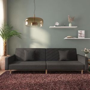 CANAPE CONVERTIBLE FOR Canapé-lit à 2 places avec deux oreillers noir