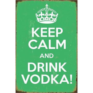 VODKA Plaque en tôle vintage Keep Calm Drink Vodka 20 x 