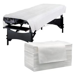 Drap de table de massage ajusté coton-poly blanc (paquet de 6