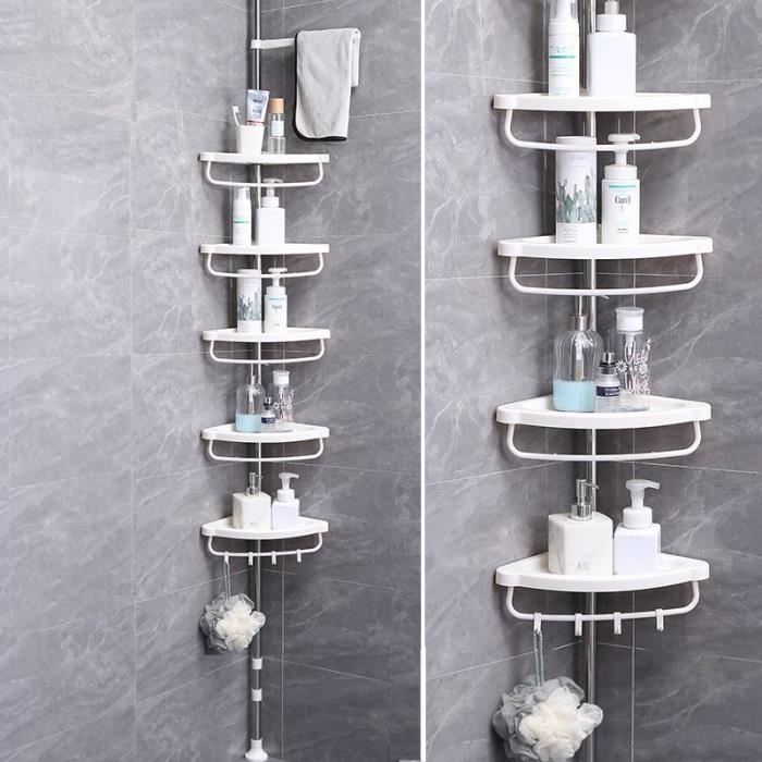 Schulte Etagère murale de salle de bains 21 x 18 x 67 cm, 2 paniers inox,  organisateur de douche à suspendre, rangement de douche