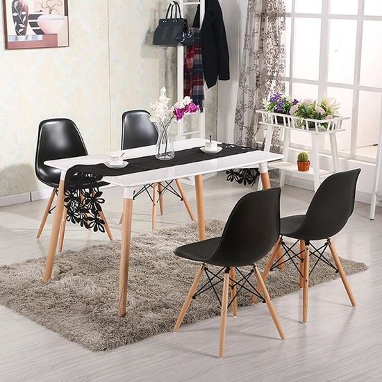 Table à Manger pour 4 Personnes Style Scandinave Pieds en Bois Hêtre