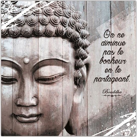 Cadre Bouddha 40 X 40 Cm Le Bonheur En Le Partageant Cdiscount Maison